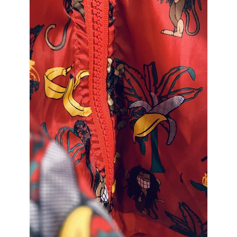 Flow Society Lacrosse Puffer Vest Boys Youth Size L Red Yellow Monkeys Graphics